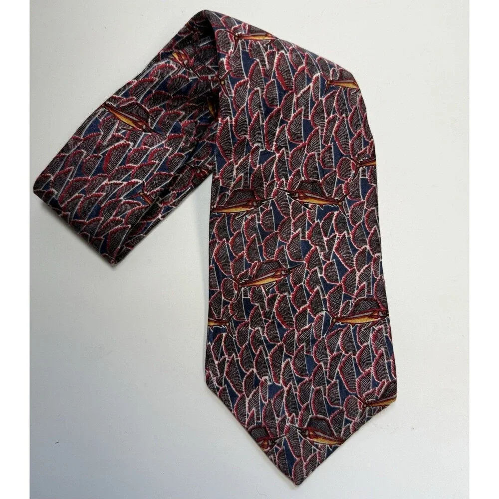 Fish Tales By Schreter Hand Finished All Silk Sailfish Neck Tie